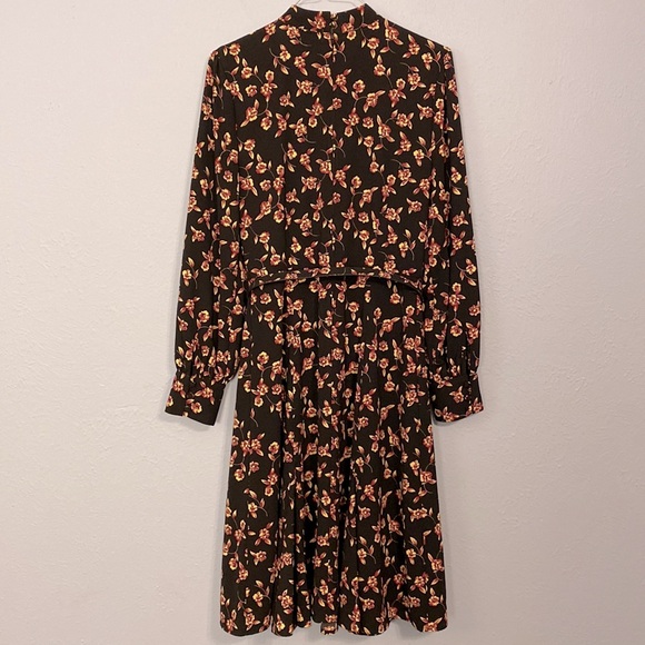 Modcloth Womens Size 6 Enjoy Every Moment Keyhole Black Floral Belted Midi Dress - Picture 6 of 16